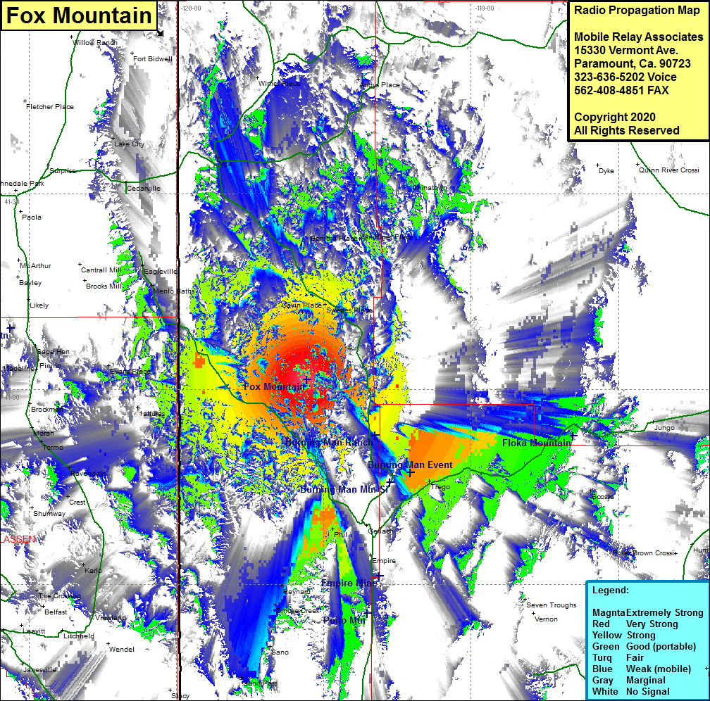 heat map radio coverage Fox Mountain